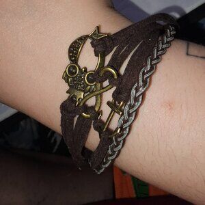 Owl, anchor and infinity symbol bracelet